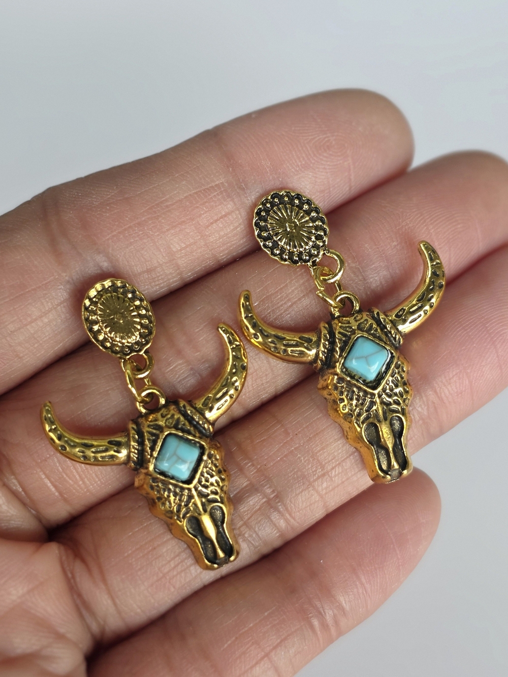 Western Gold Earrings Statement Desert Boho Jewelry